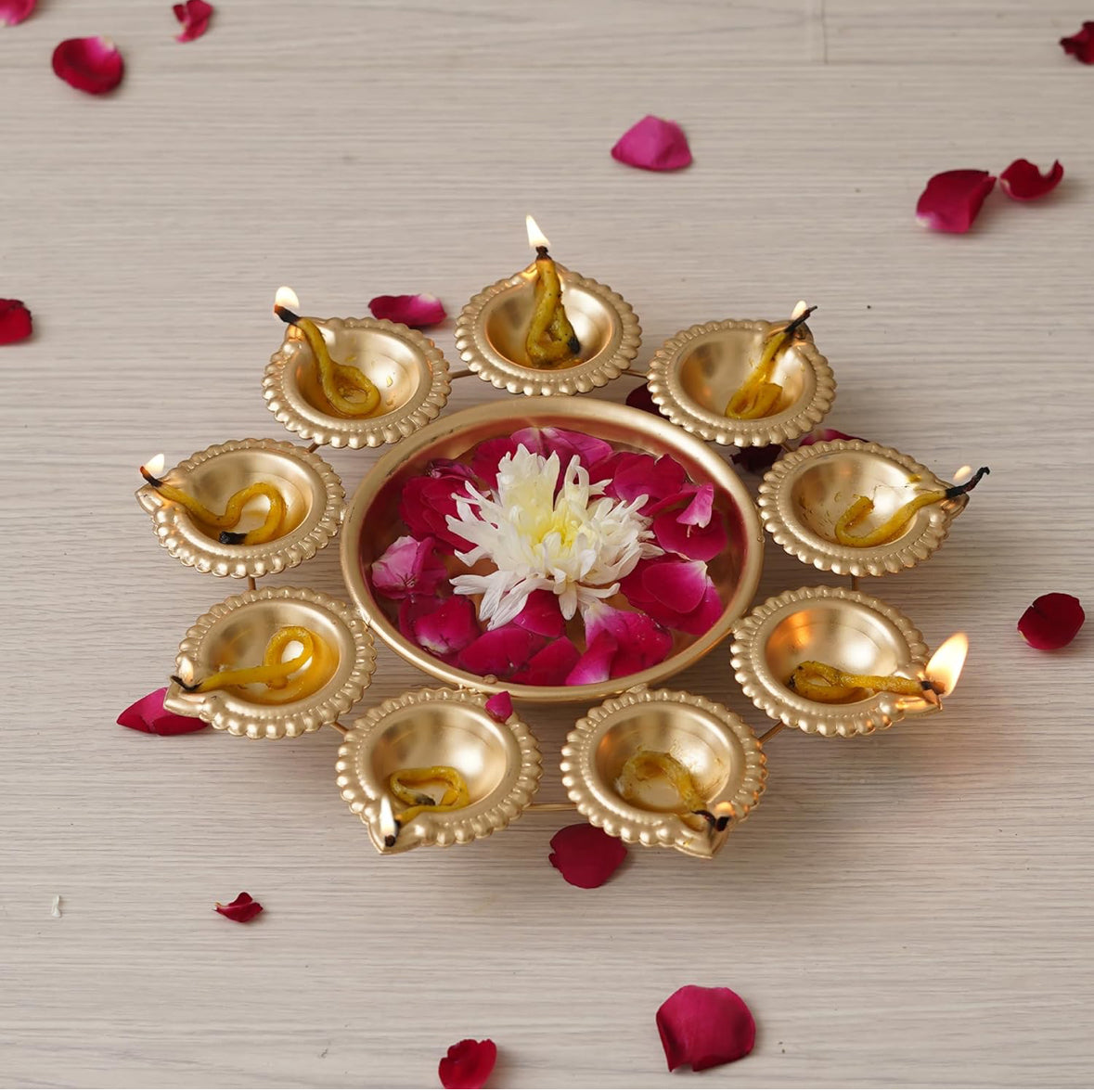 Decorative Urli Bowl for Floating Flowers and Tea Light Candles Home Decor,Office - 10 inch