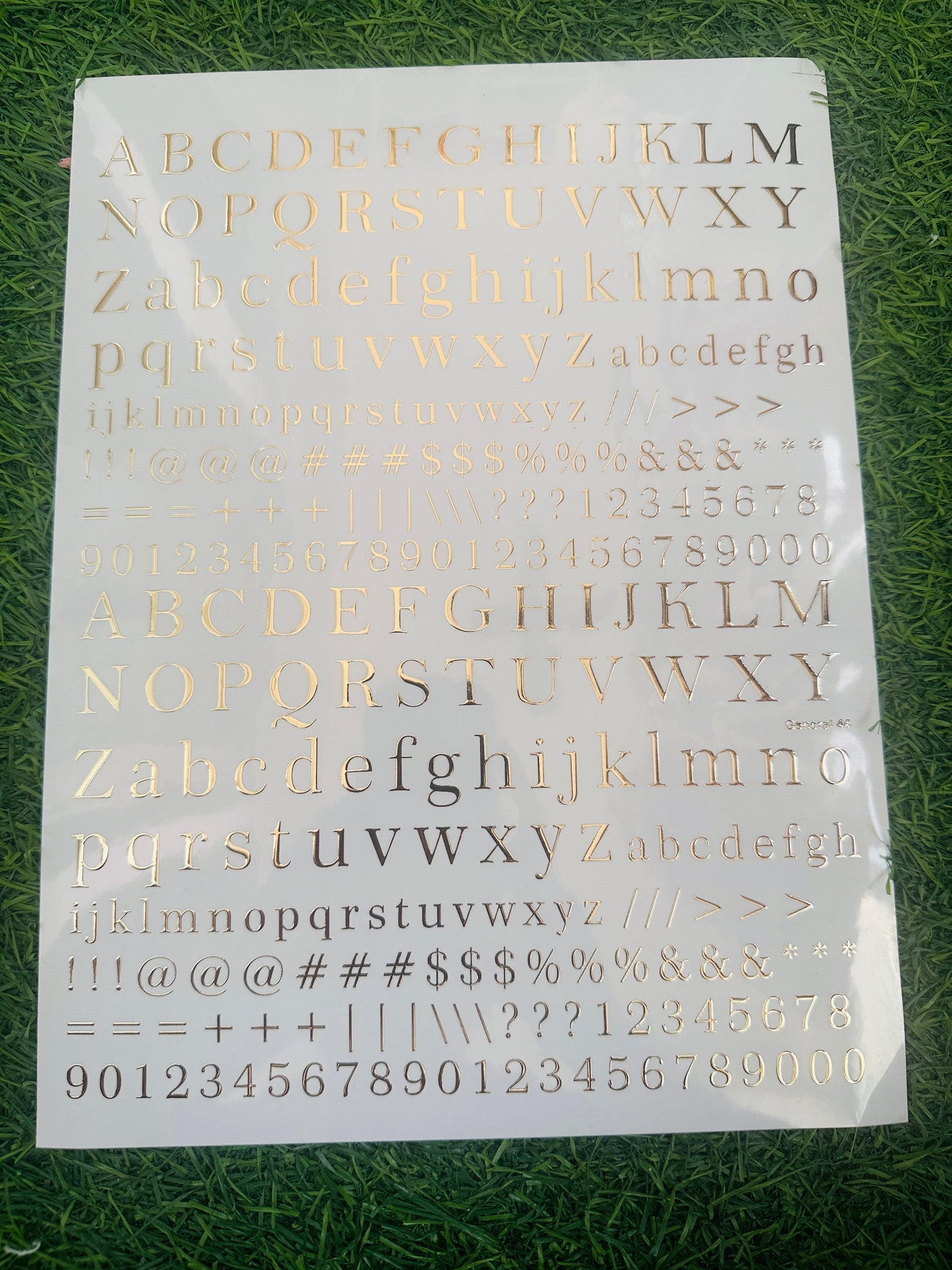 Alphabet Embossed Sticker Sheet