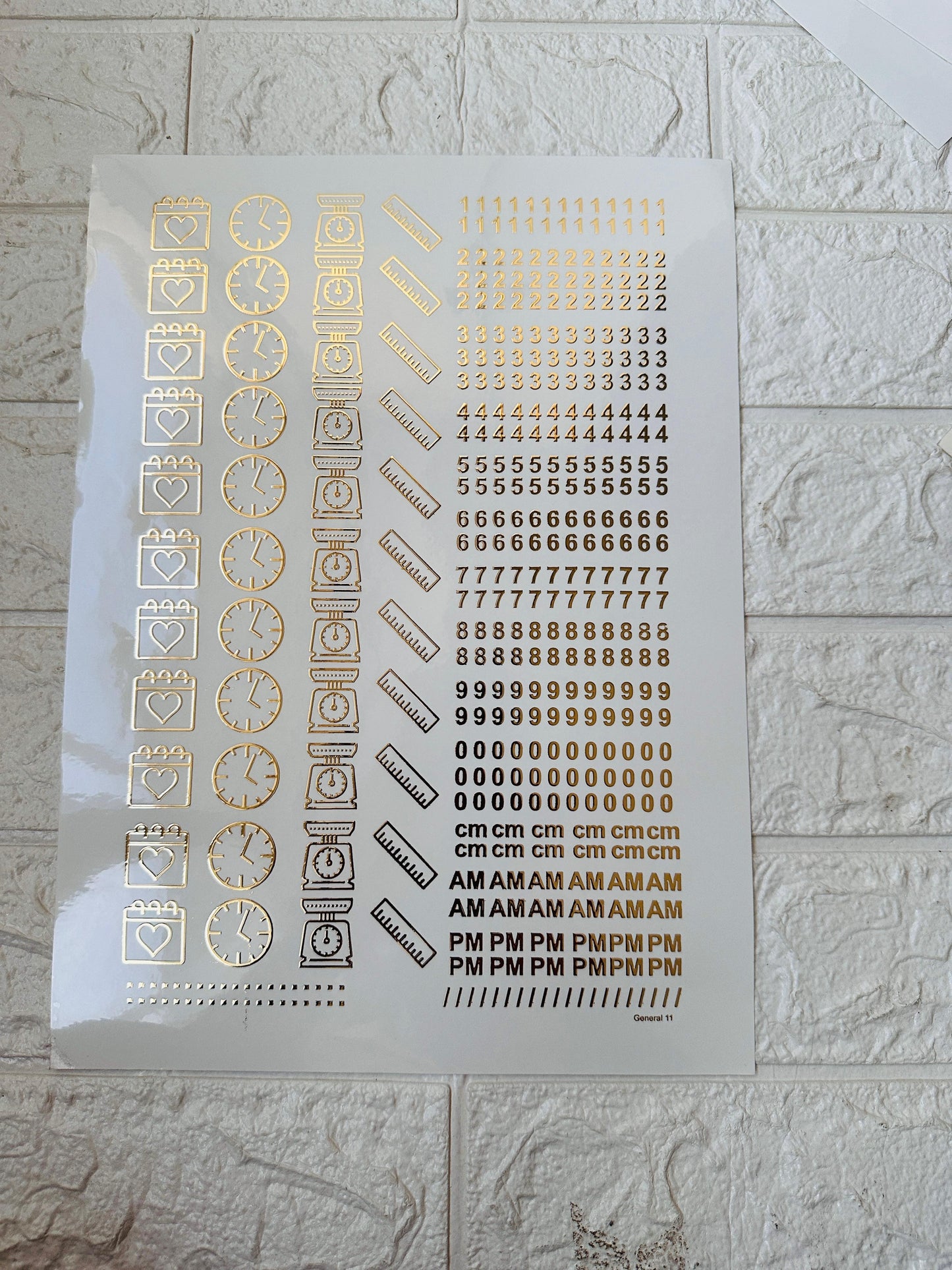 Baby chart embossed sticker sheet
