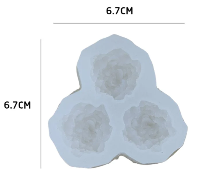 3 Cavity 3D Flower Candle Mould