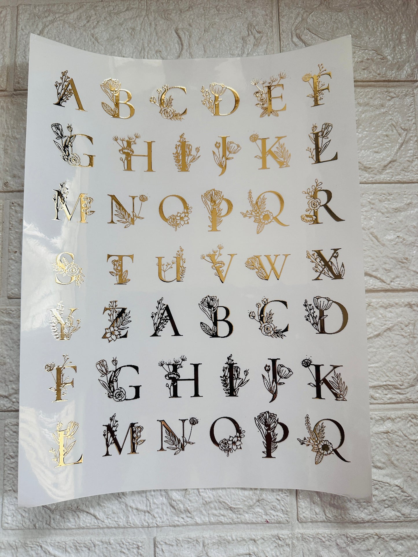 ABCD Embossed sticker sheet