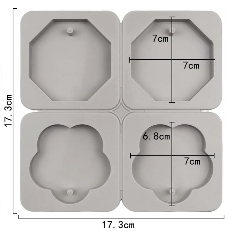 4 Cavity Octagon and Flower Hanging Tag Mould