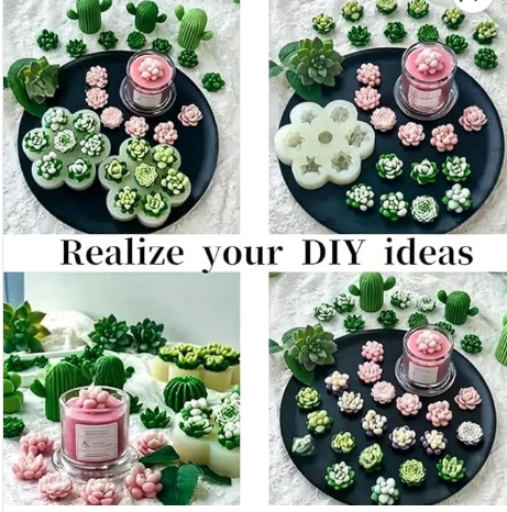 7 Cavity Succulent Flower Silicone Candle Mould