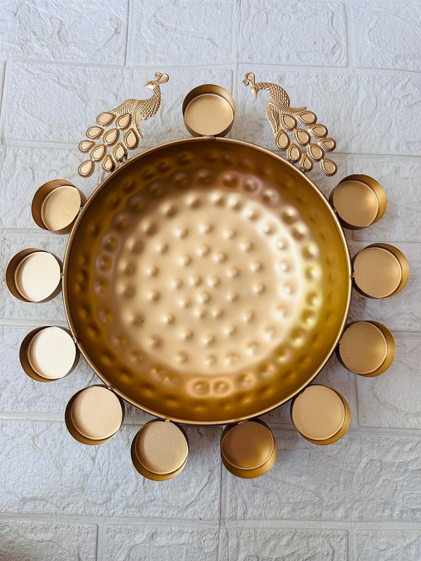Decorative Round Peacock shape urli bowl - 12 inch