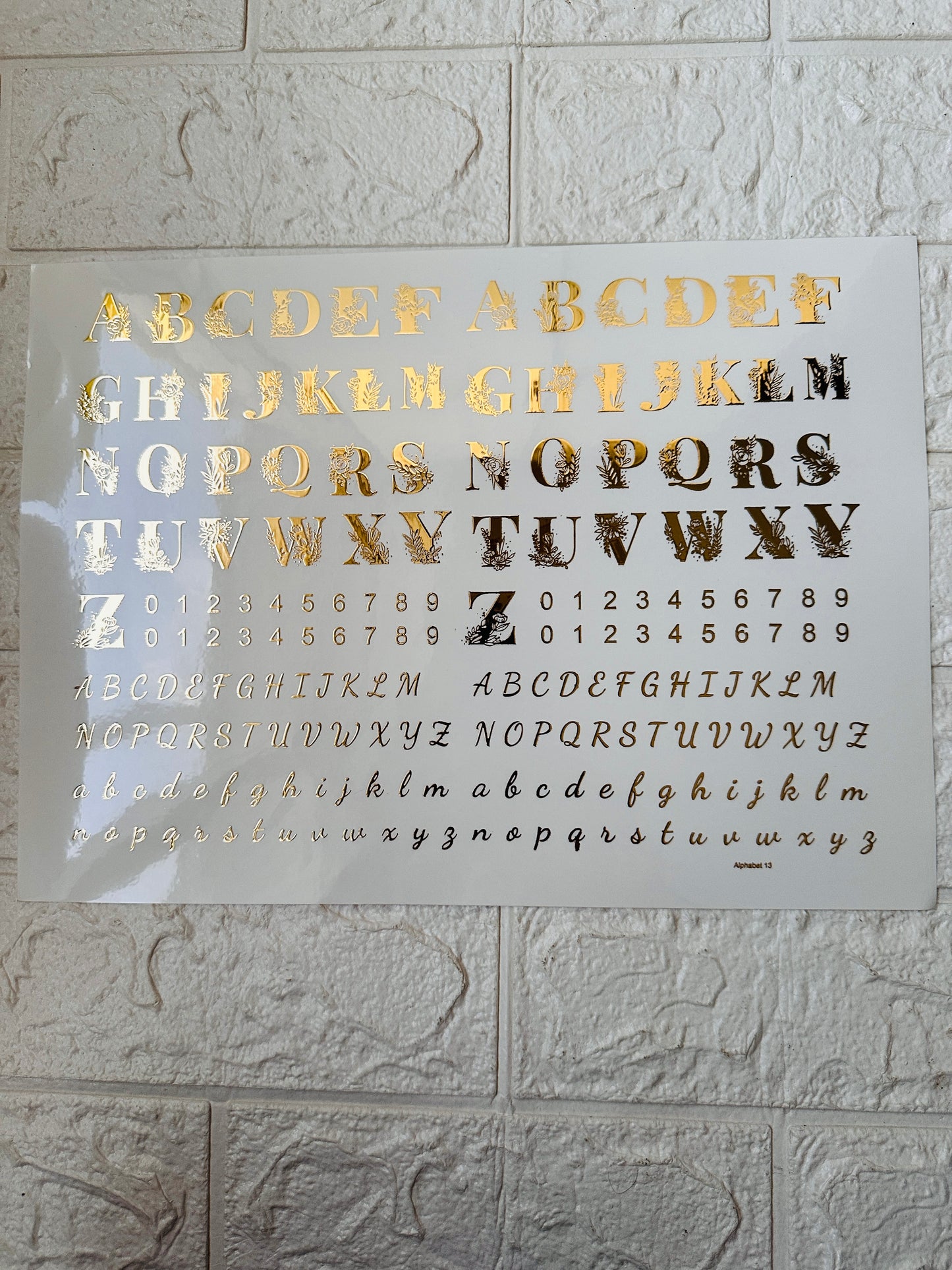 Big ABCD embossed sticker sheet