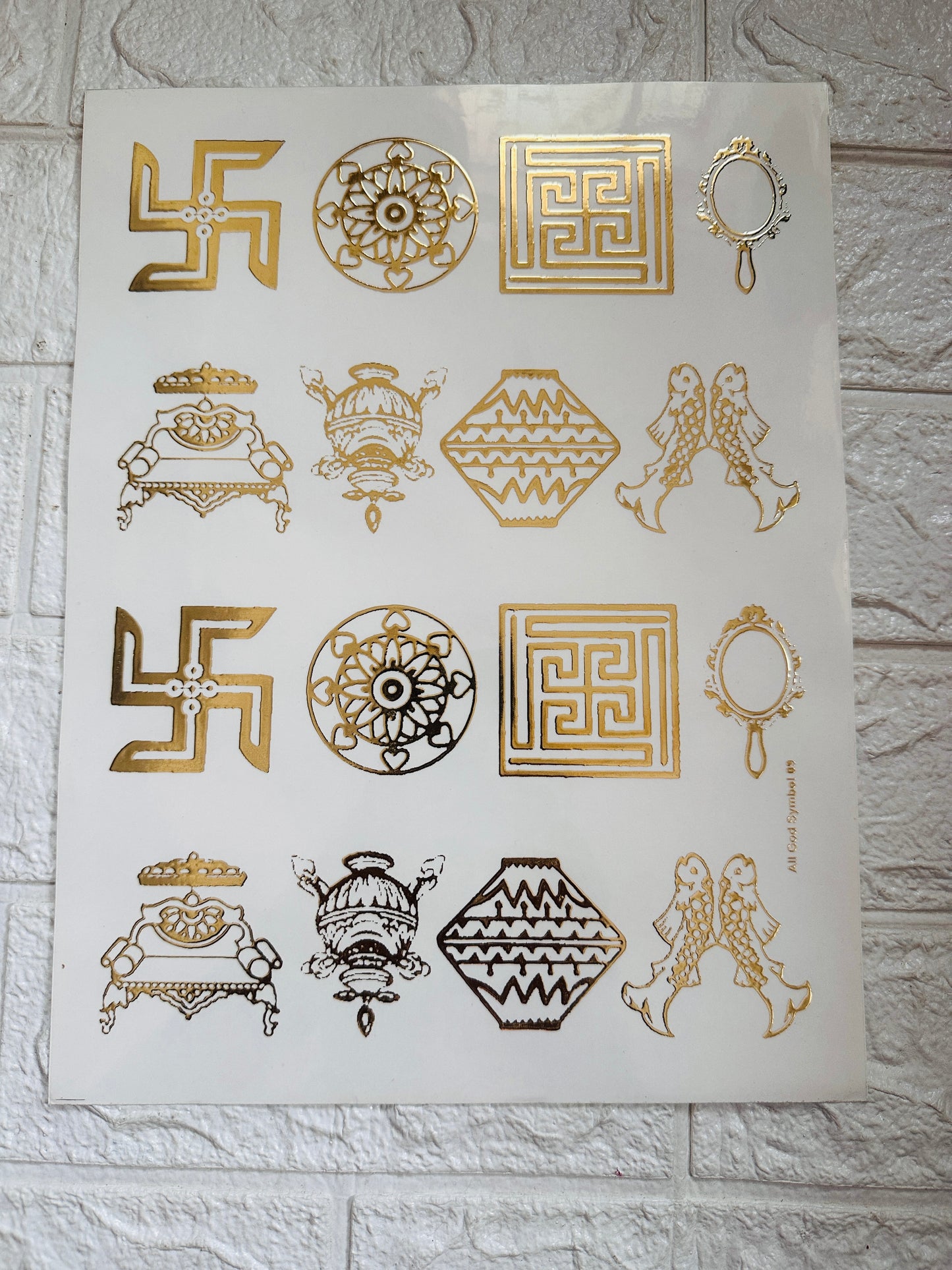 Asthamangal Embossed Sticker Sheet - 2 inch each size height