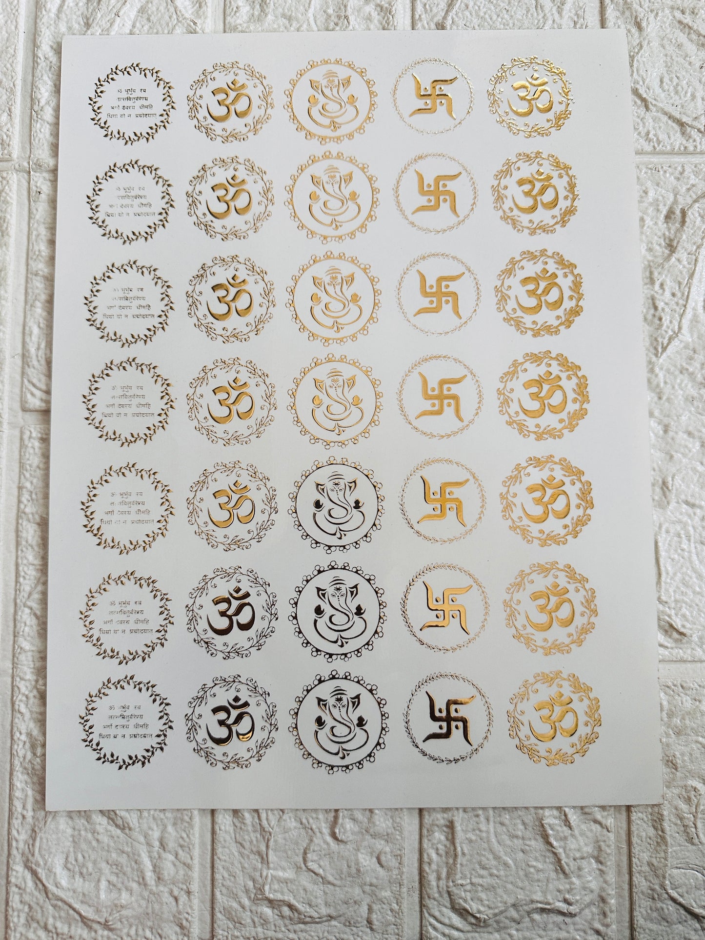 Ganpati ૐ swastick mix Embossed sticker sheet