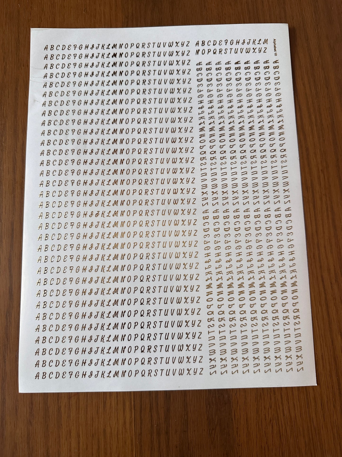 Abcd embossed sticker sheet