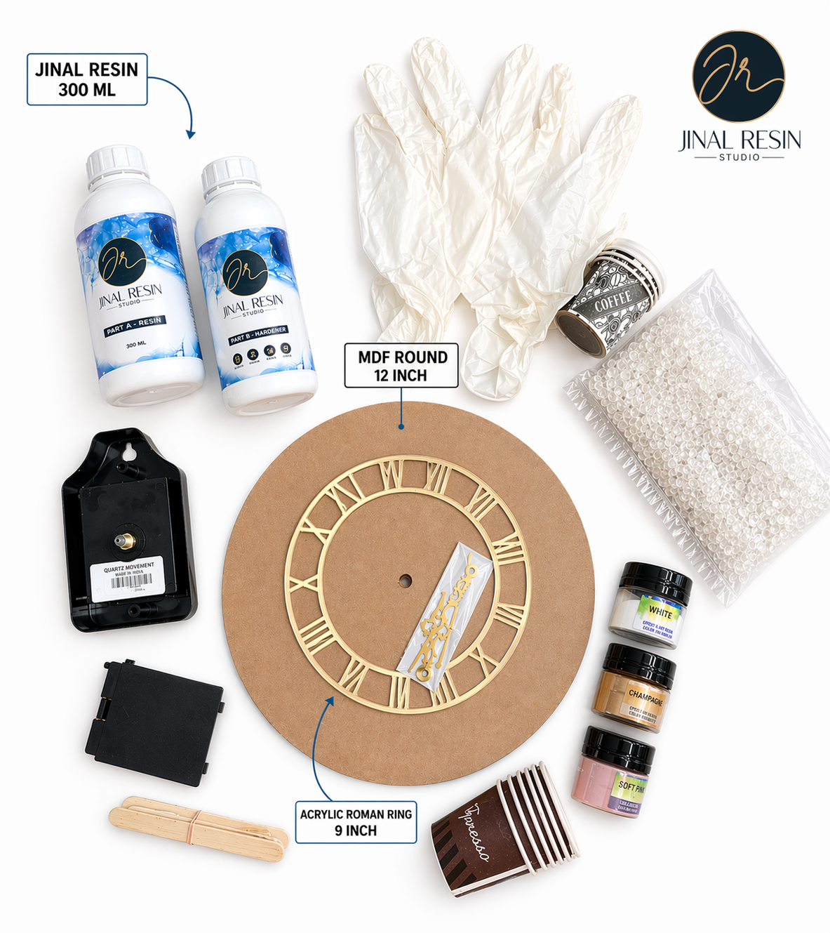 🕒 Resin Clock Kit – Complete DIY Set (12 Inch)