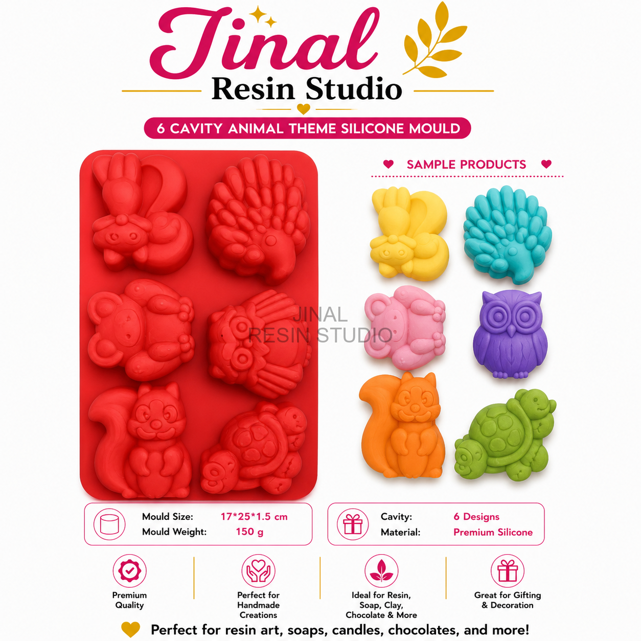 6 Cavity Animal Theme DIY Mould