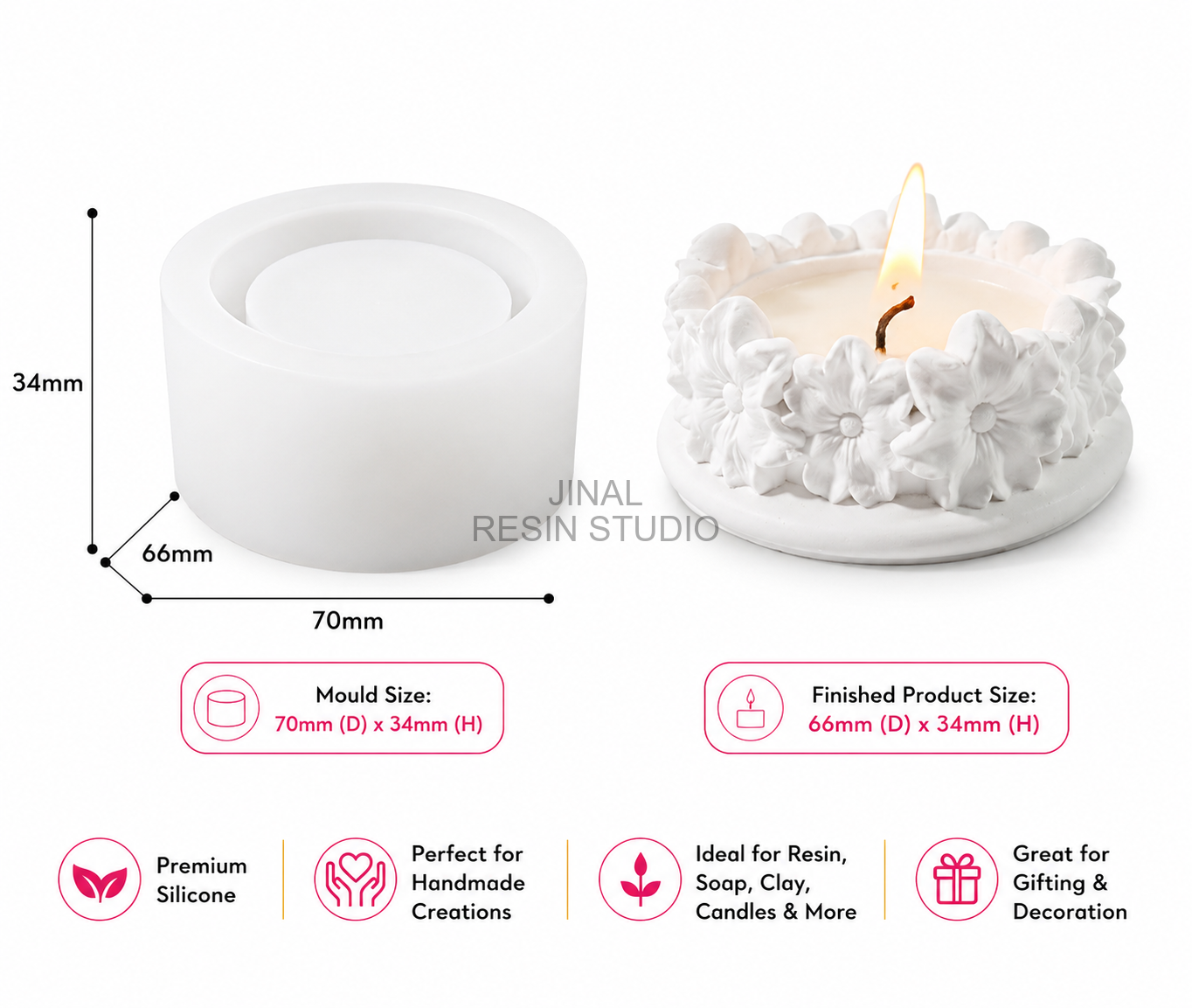 Flower-Edge Tealight Candle Holder Silicone Mould HM0043