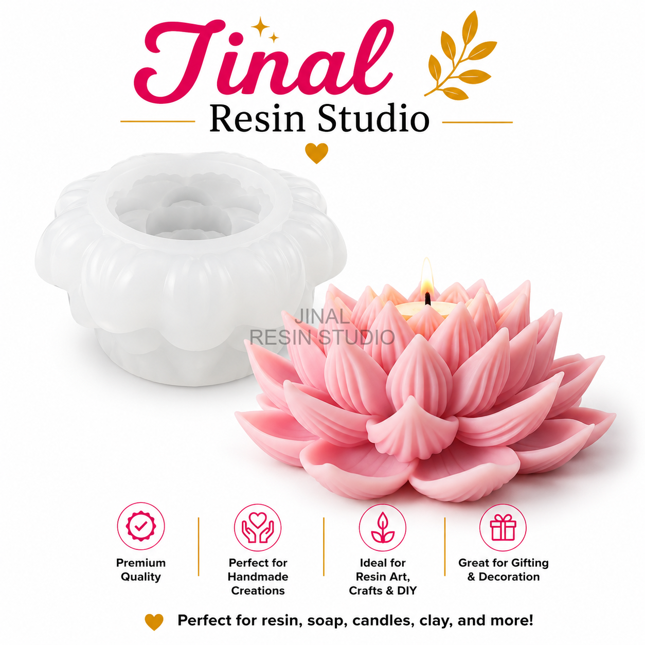 3D Lotus Flower Silicone Candle Mould