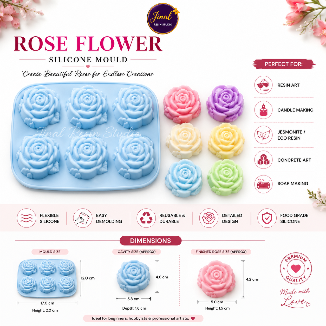 6 Cavity Rose Shape Baking Mould