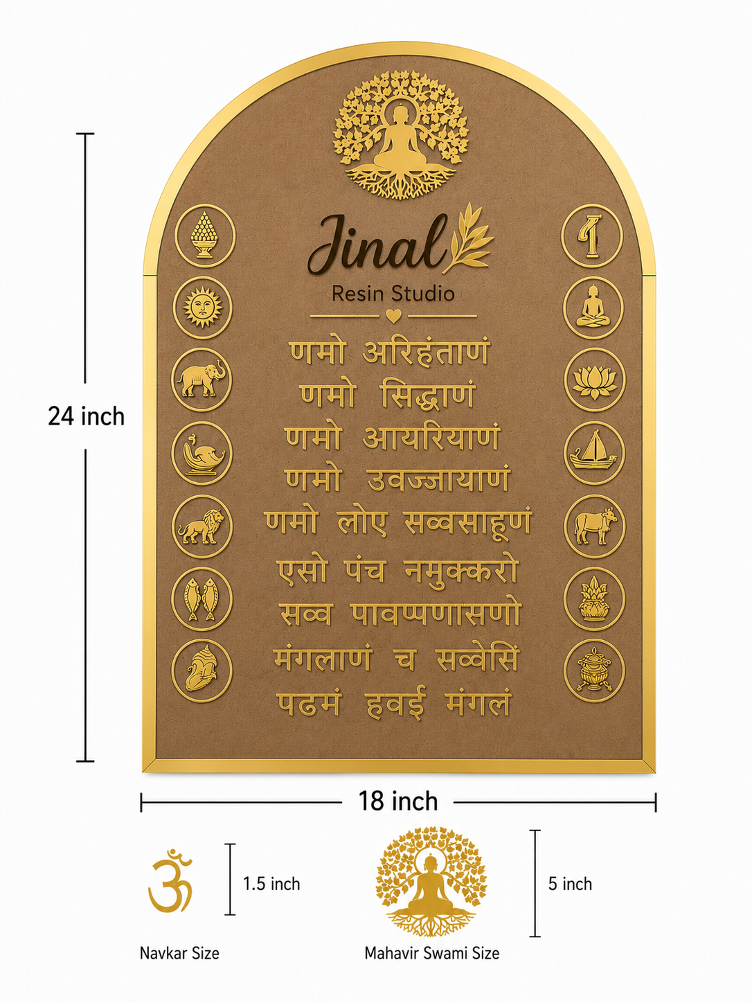 Temple Arch MDF with Navkar mantra full set