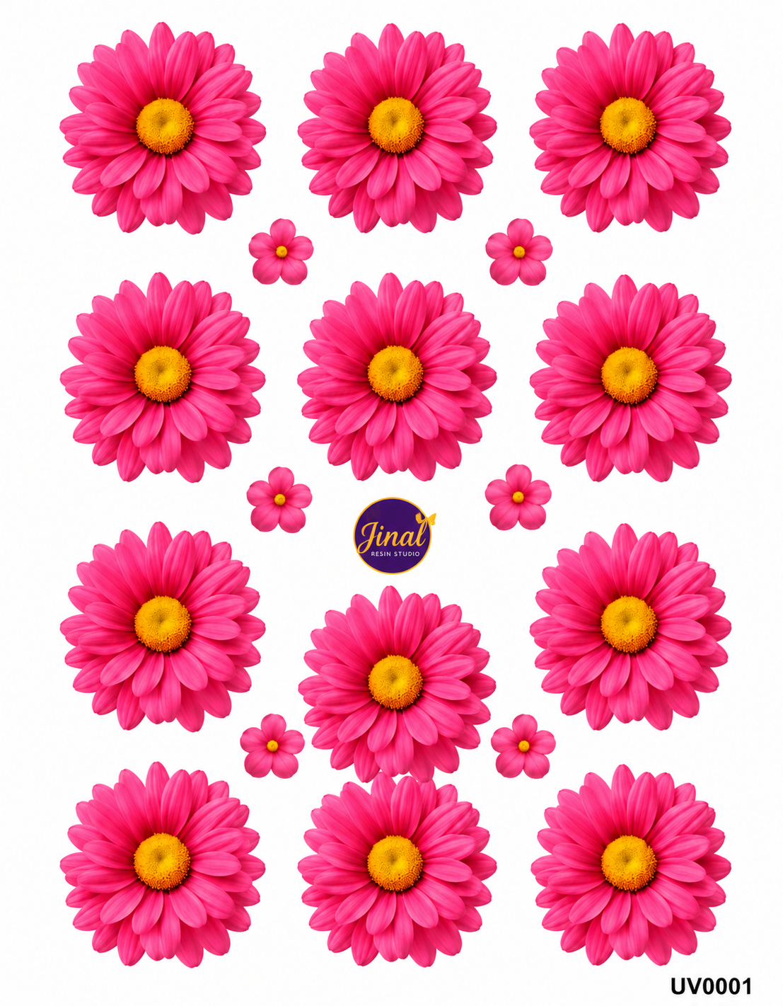Dark Pink Daisy Flower UV DTF Sticker