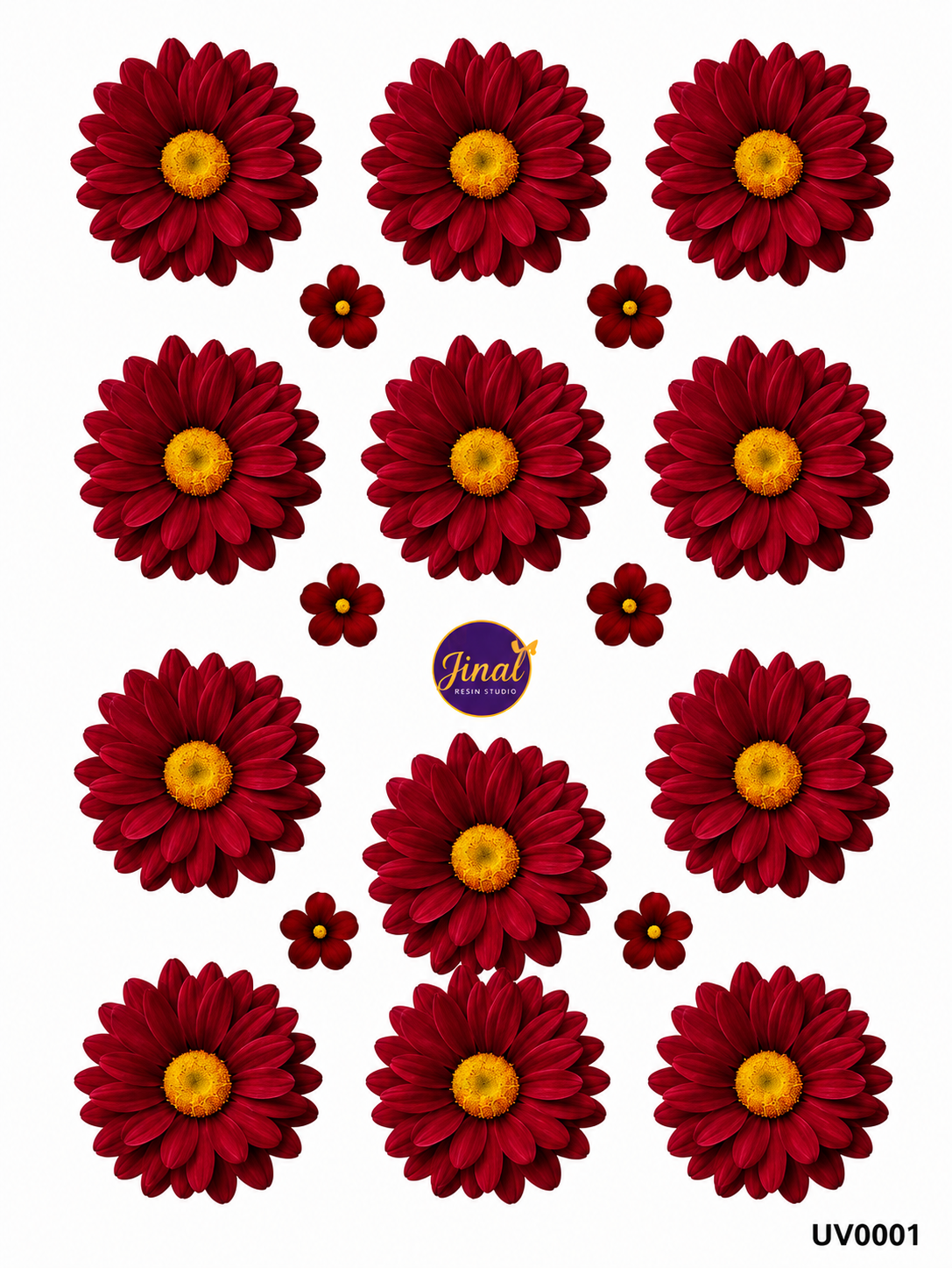 Maroon Daisy Flower UV DTF Sticker