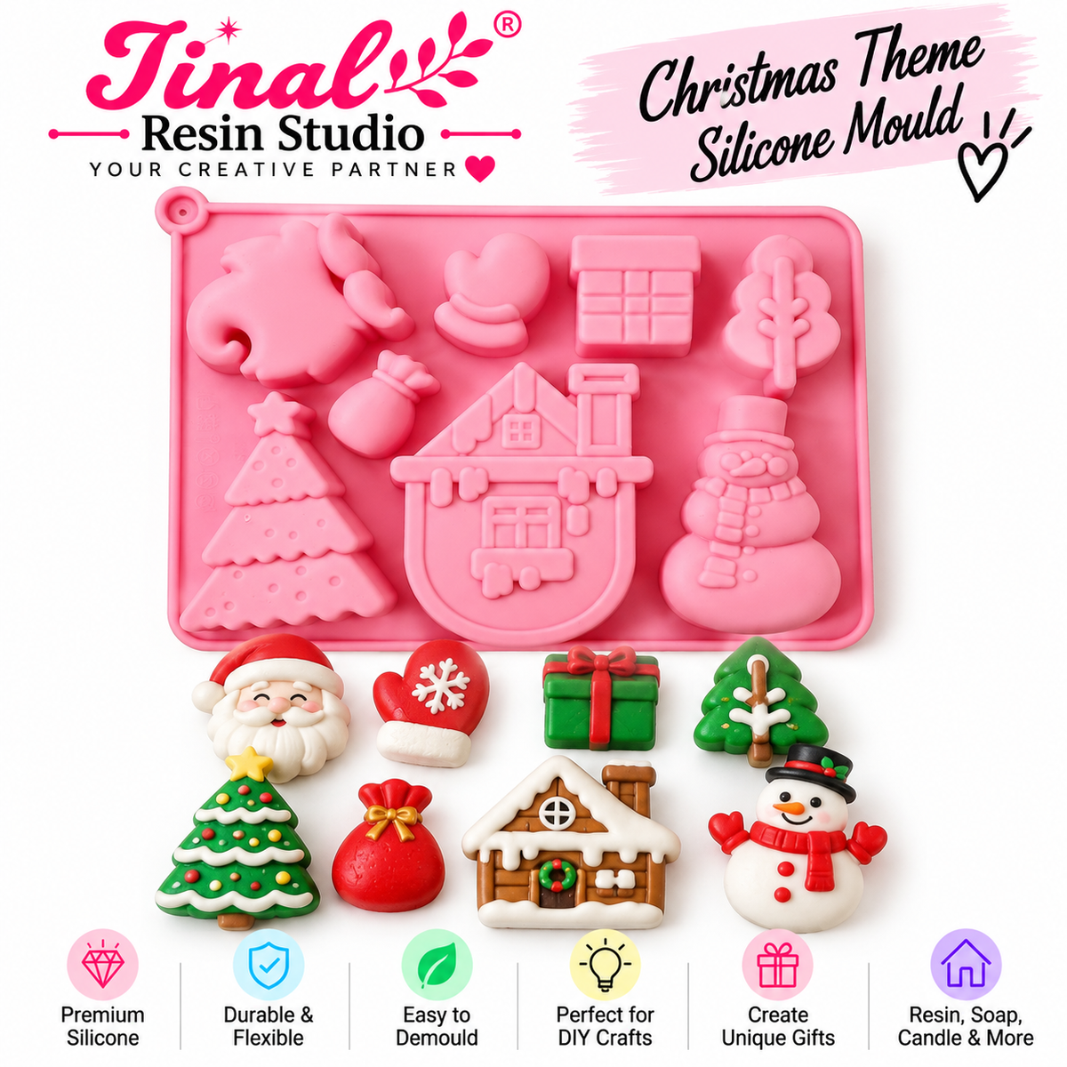 Christmas Santa Claus & Moon Silicone Moulds
