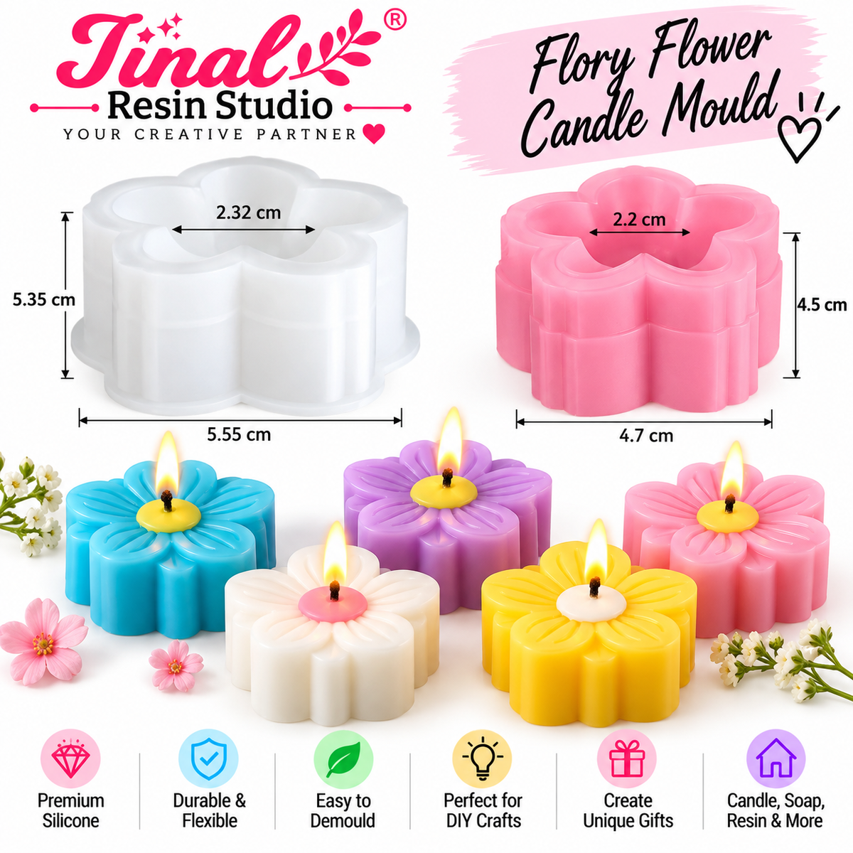 Flory Flower Candle Mold