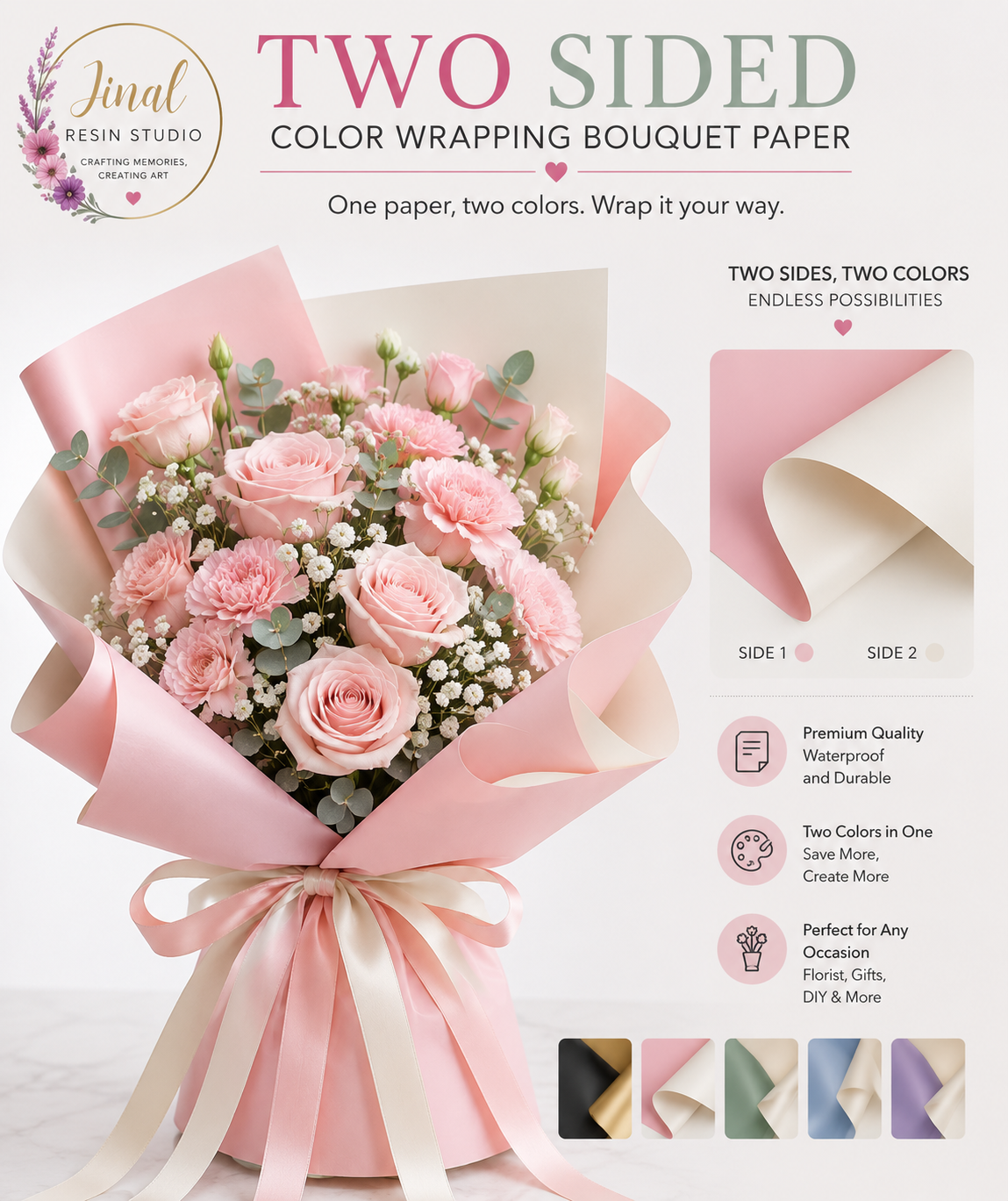 Two Sided Color Wrapping Bouquet paper