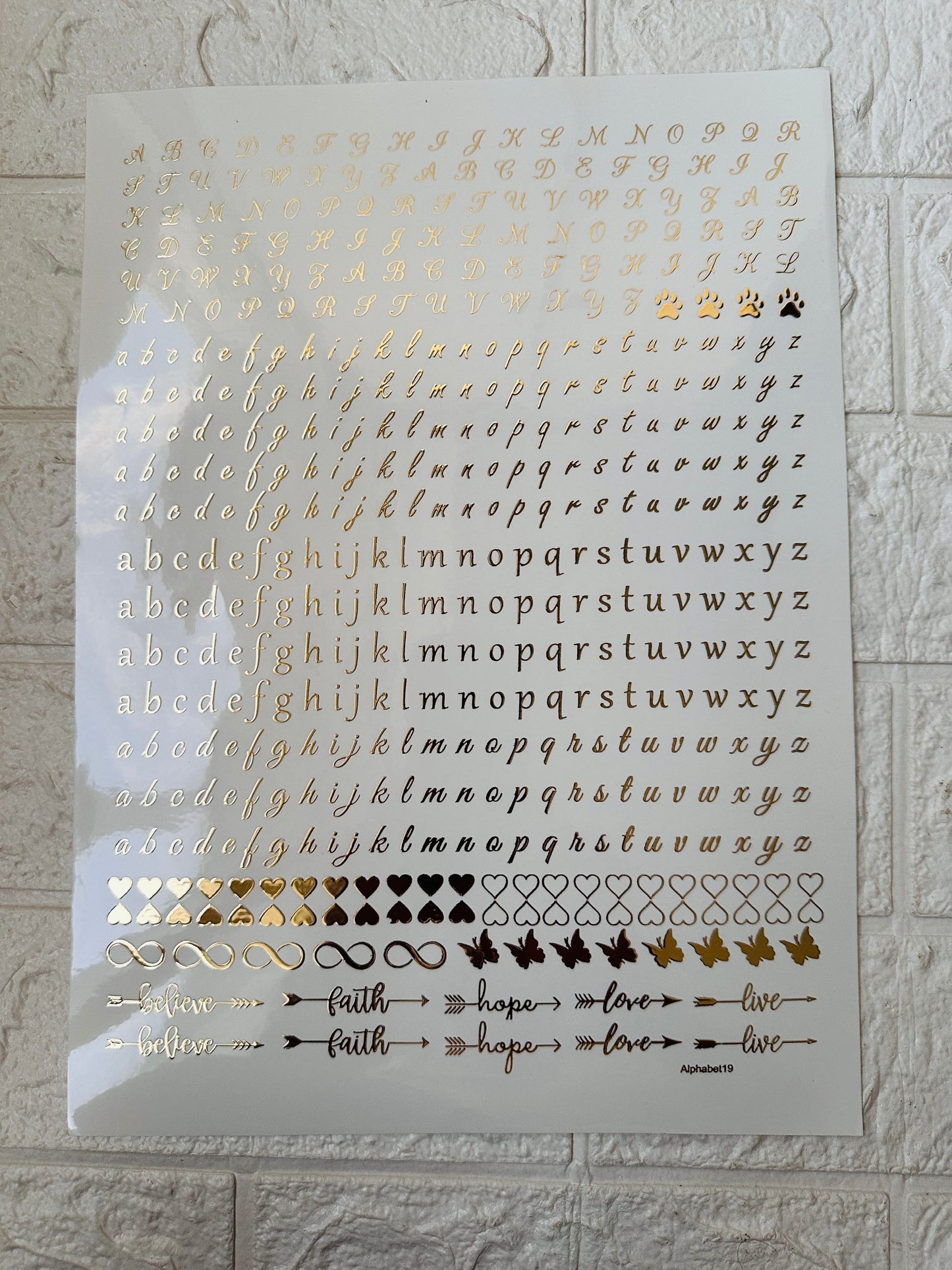 Abcd alphabet love sticker sheet