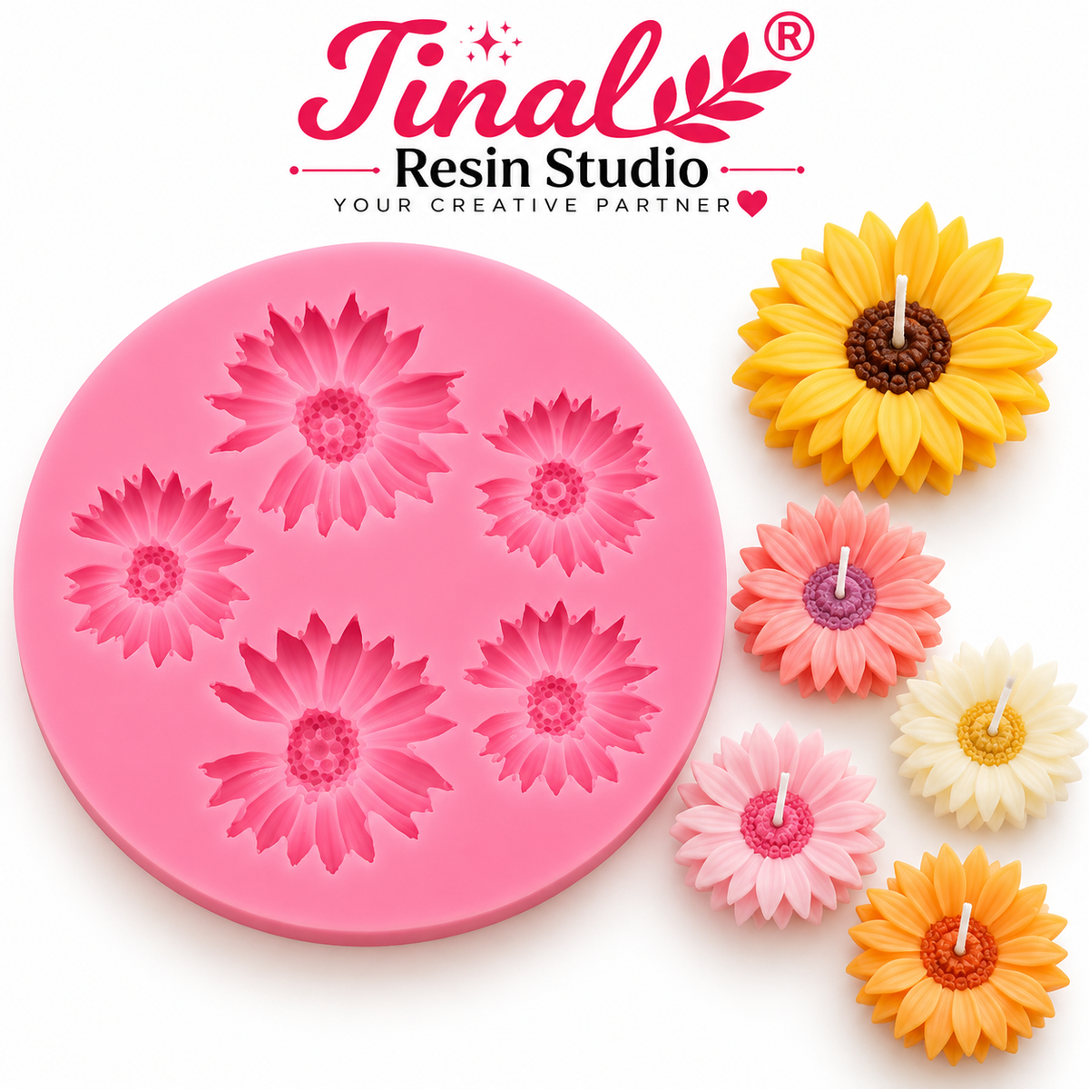 5 Cavity Daisy Flower Silicone Mould – Resin, Candle & DIY Crafts