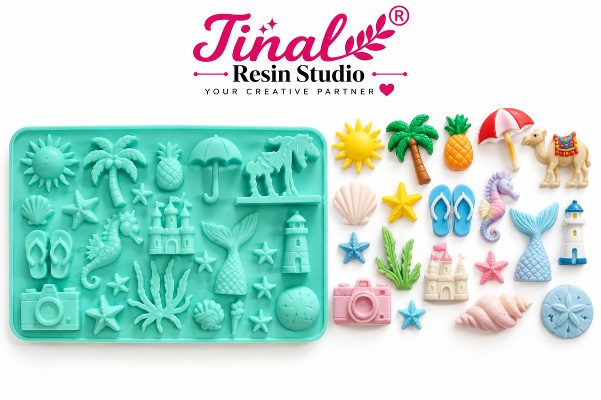 15 Cavity Beach & Sea Theme Silicone Mould – Summer, Ocean & Tropical Designs