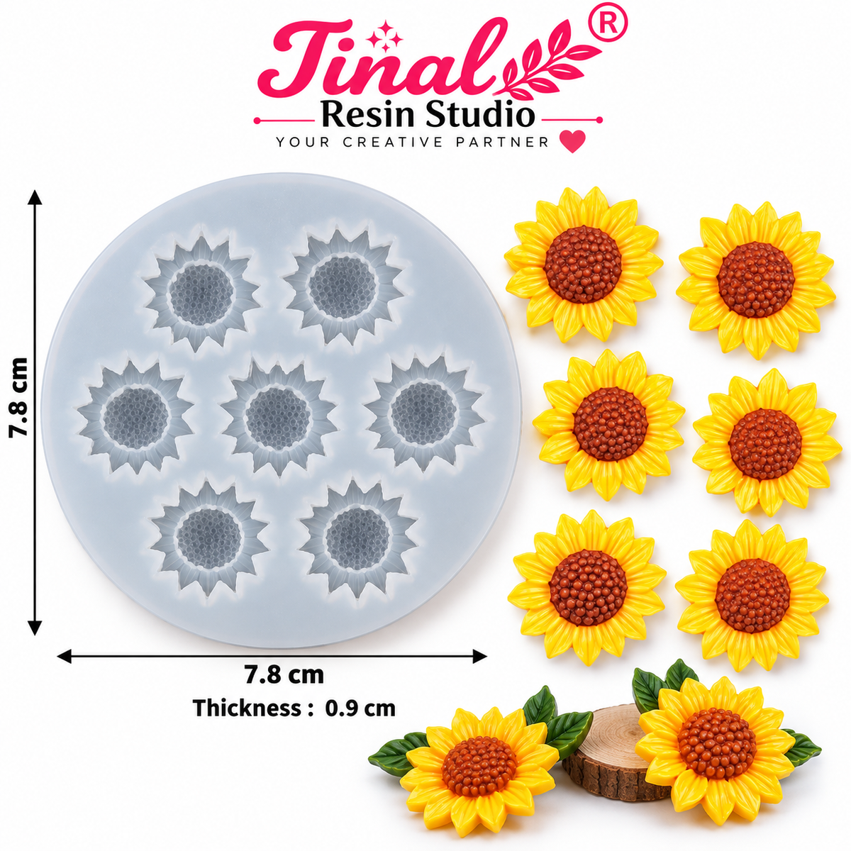 6 Cavity 3D Sunflower Silicone Mould – Candle & Resin Art HM0132