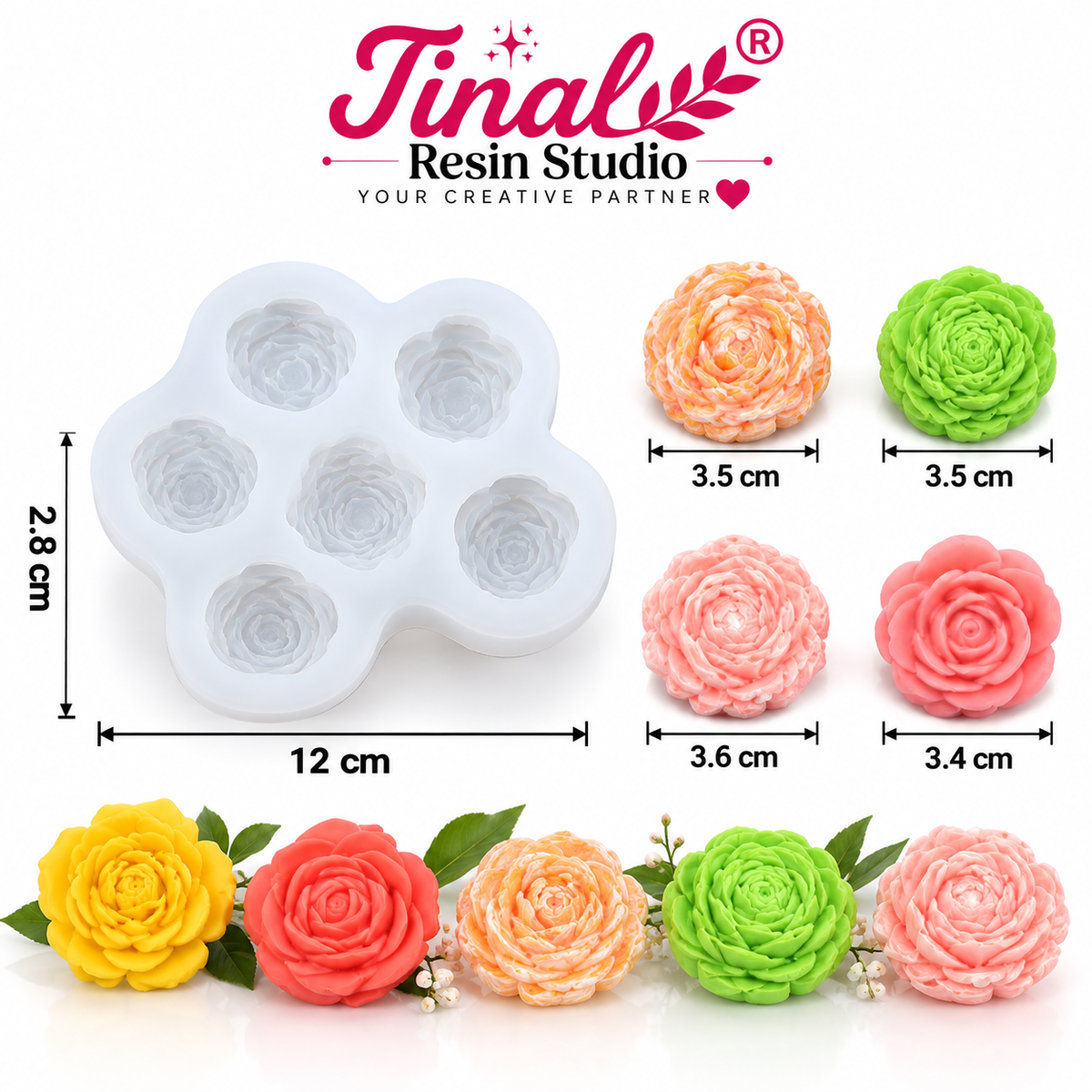 7 Cavity 3D Mix Flower Mould HM0079