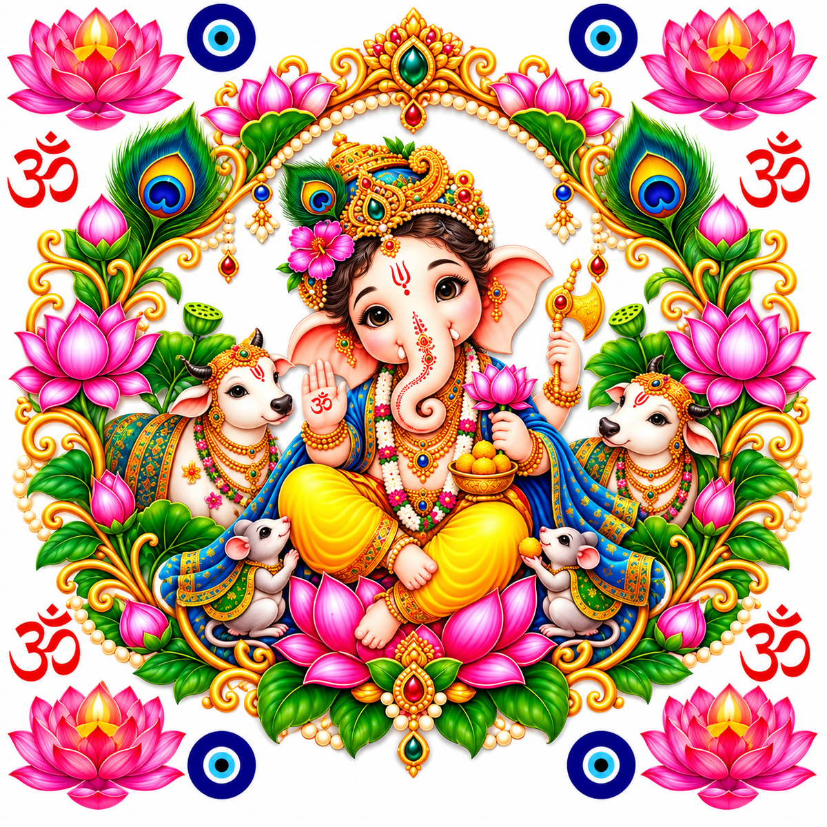 Ganesha Lotus Mandala Peel off UV DTF Sticker