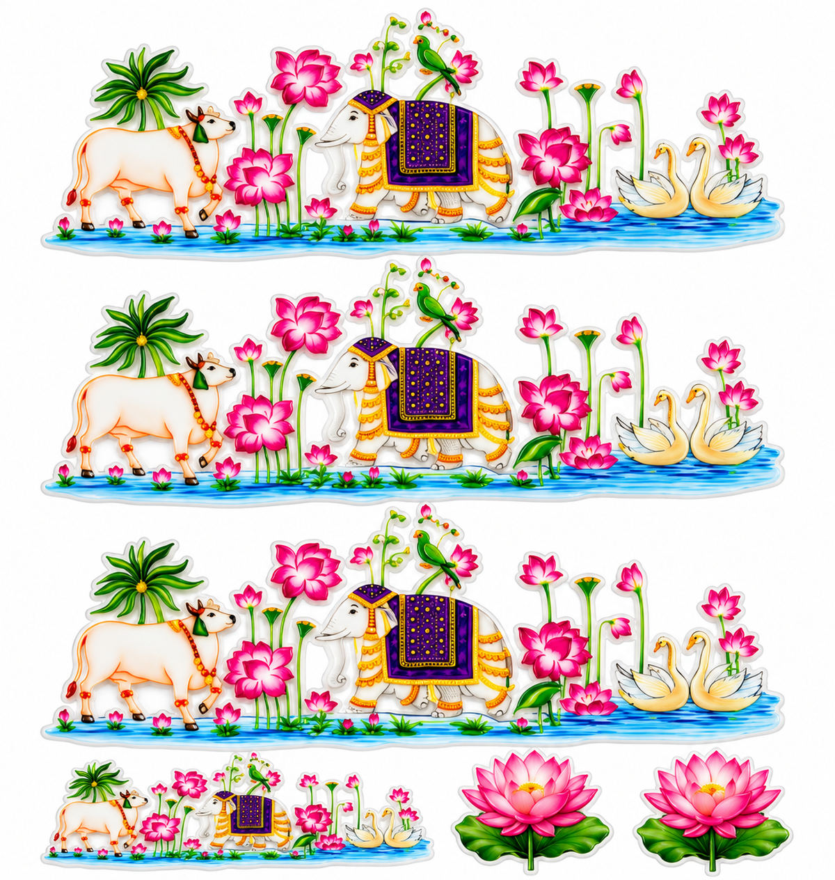 Traditional Lotus Pond Peel-Off Sticker Sheet