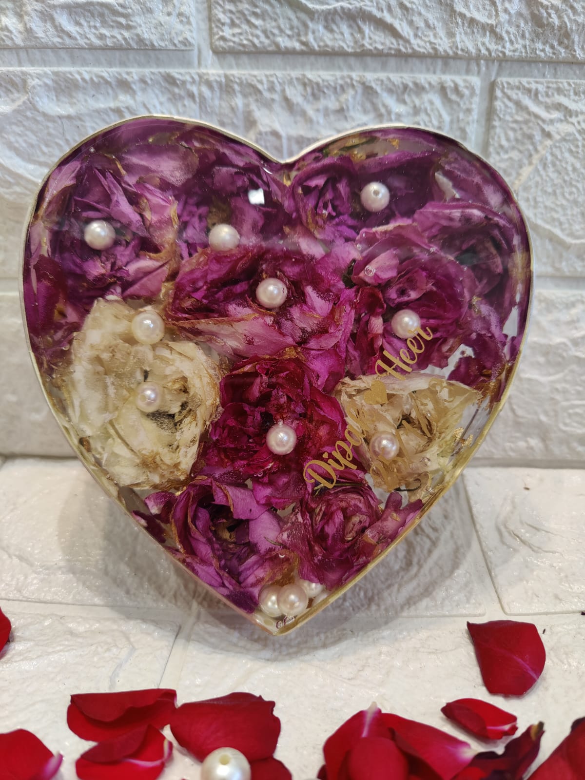 Wedding Garland/Varmala Preservation in Heart Frame