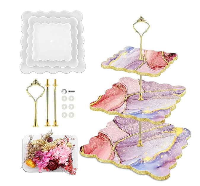 Square Resin Cake Stand Mold