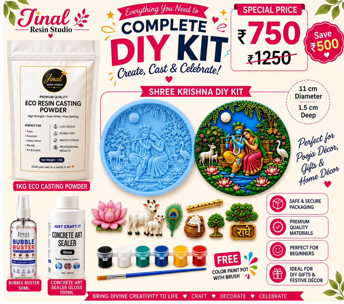 Radhe Krishna DIY Kit – Complete Eco Casting Craft Kit