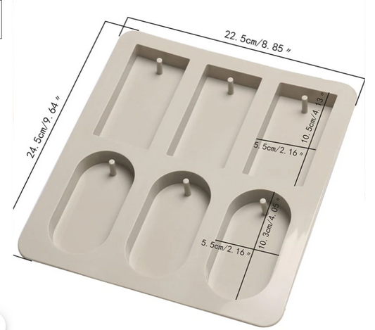 6-Cavity Rectangle & Oval Hanging Tag Mould