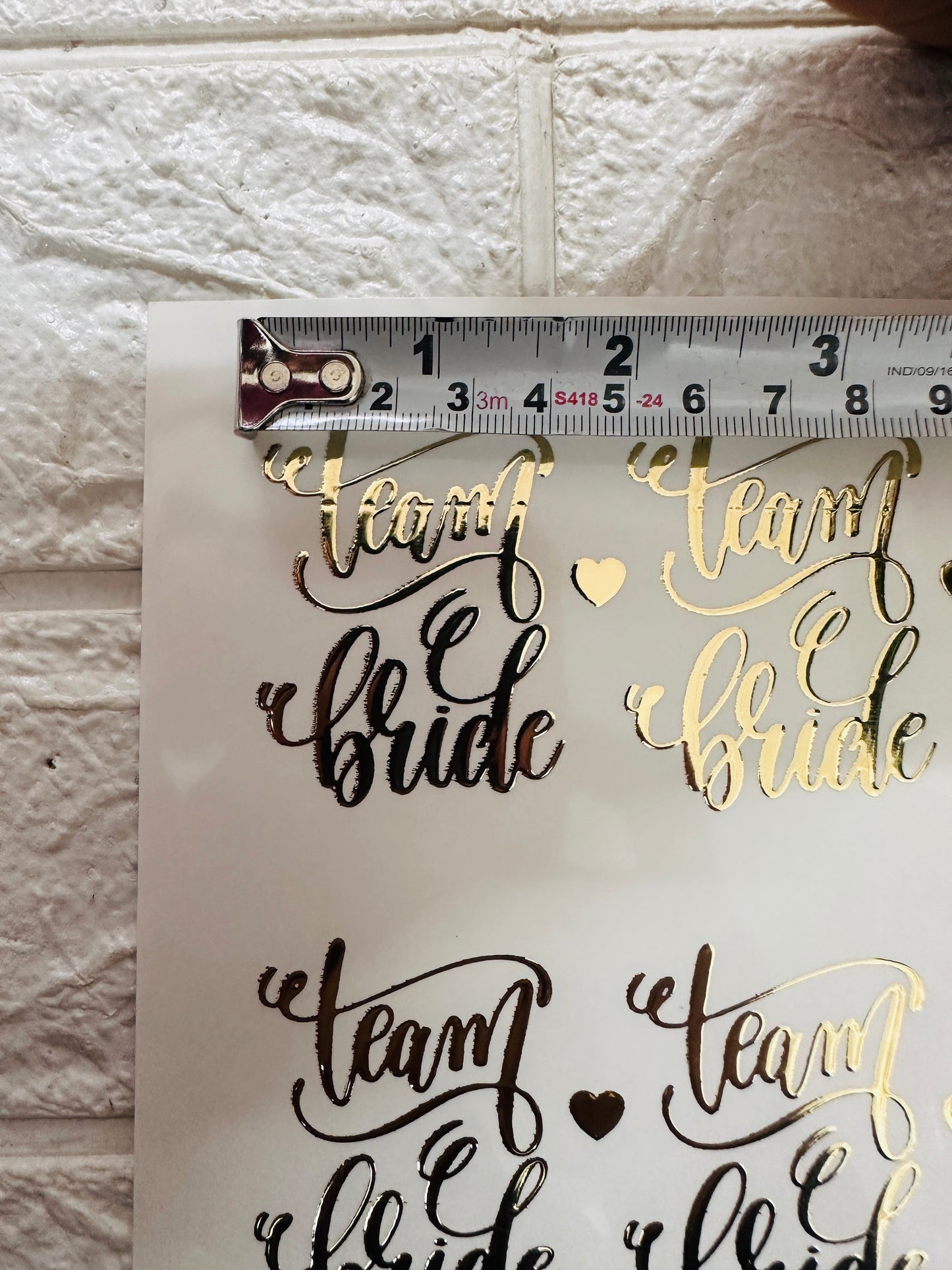 Team bride embossed sticker