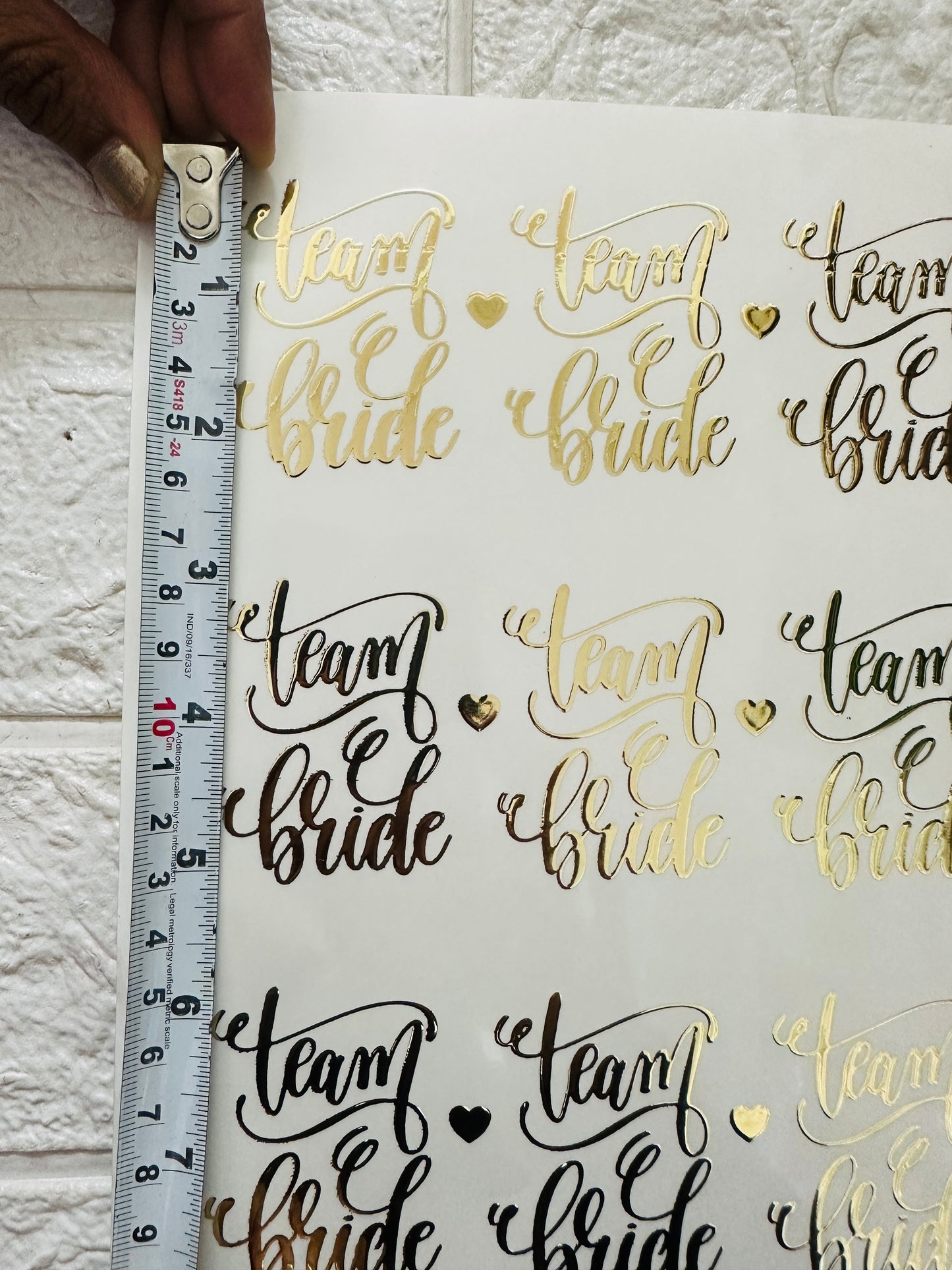 Team bride embossed sticker