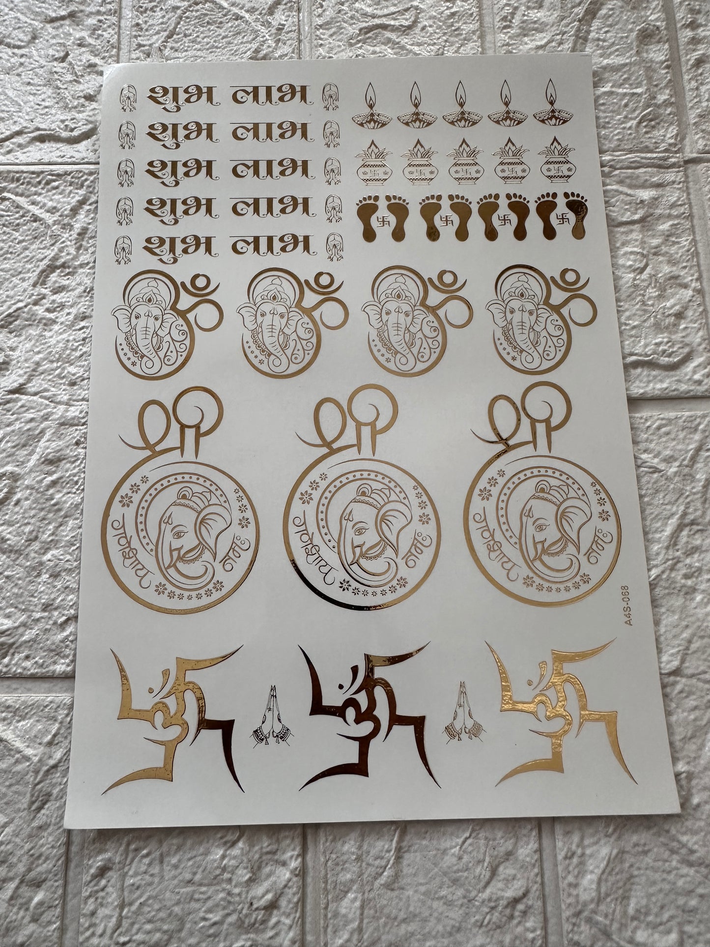 Diwali Embossed Stickers A4 size