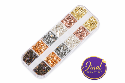 12 in 1 Glass Chips (Resin, Jewelry & Nail Art)