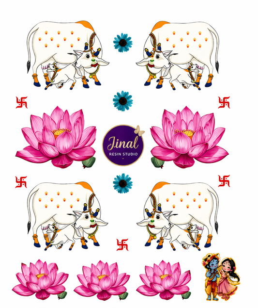 UV DTF Sticker Flower Cow mix
