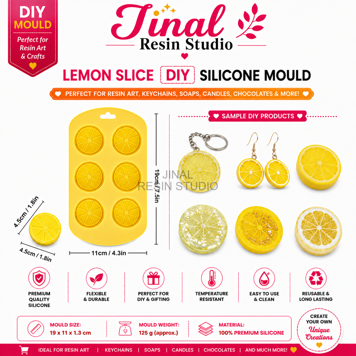 6 Cavity Lemon Silicone Mould