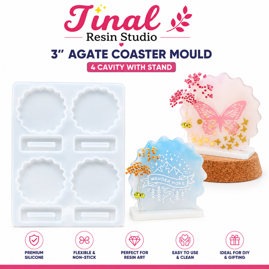 4 Cavity 3 Inch agate zigzag Mould with Stand