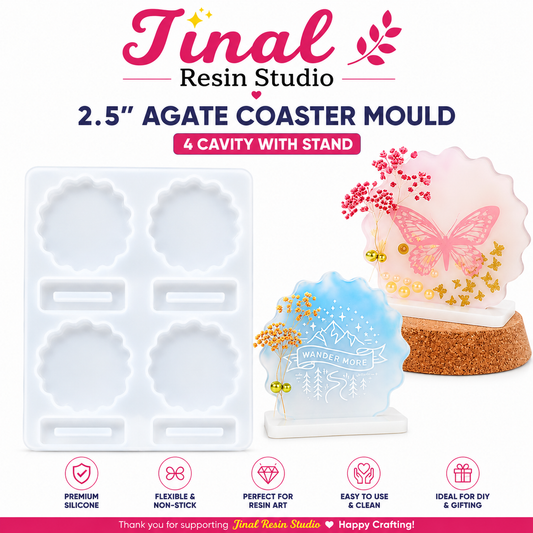 4 Cavity 2.5" agate zigzag Mould with Stand