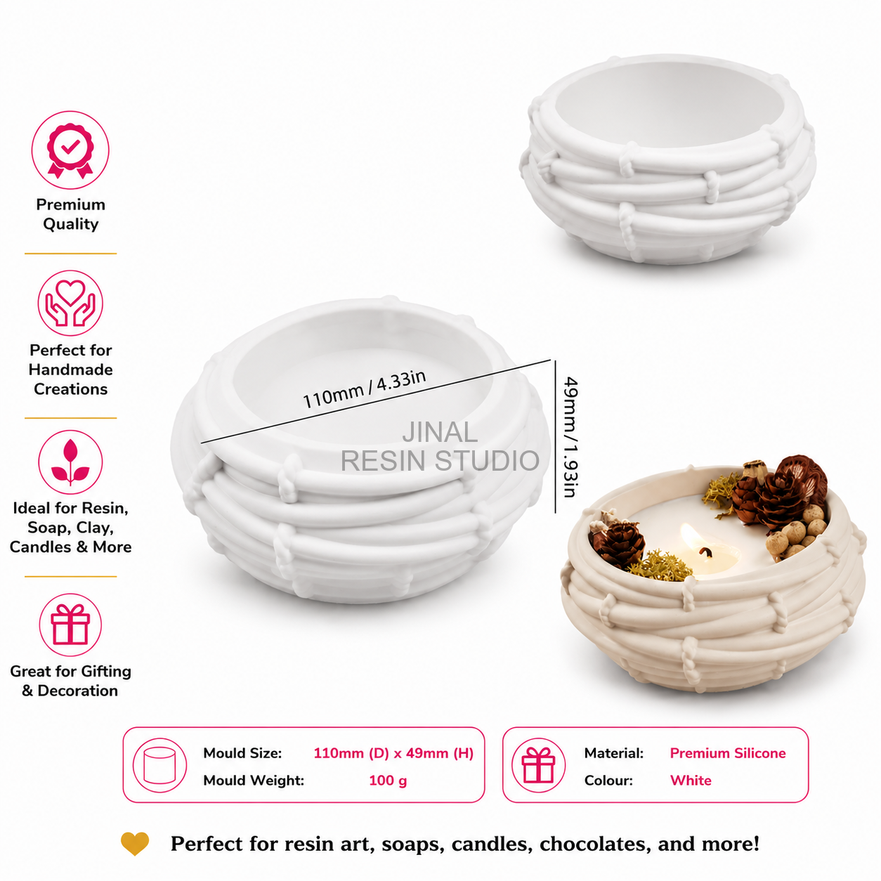 Bird Nest Candle Holder / Storage Box (Big) Silicone Mould SM1423