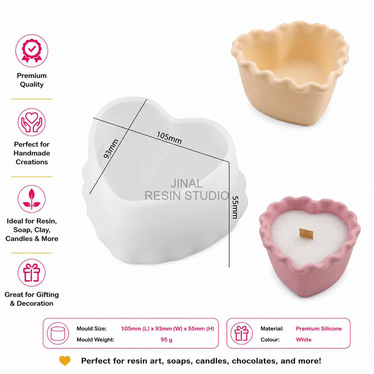 Love Wave Lace Candle Cup Silicon Mould SM1420