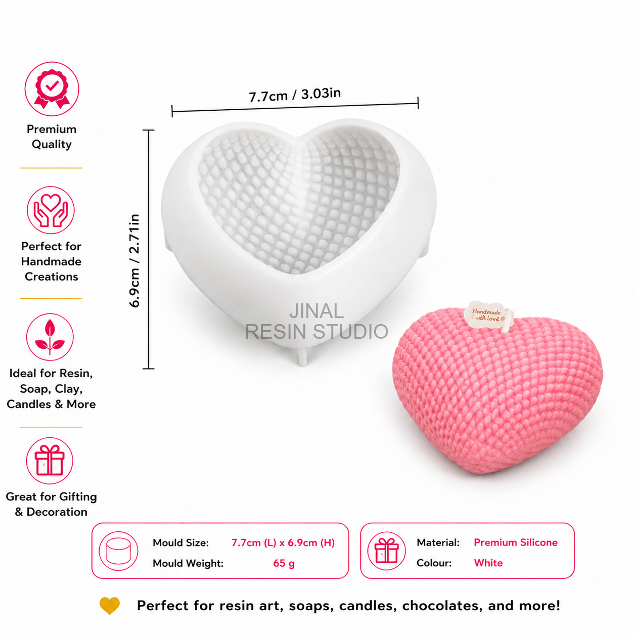 3D Heart Silicone Mould SM1316