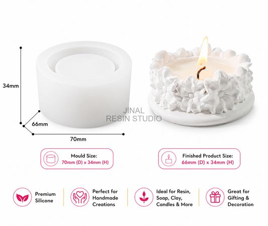 Flower-Edge Tealight Candle Holder Silicone Mould HM0043