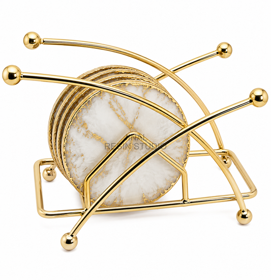 Golden metal coaster stand