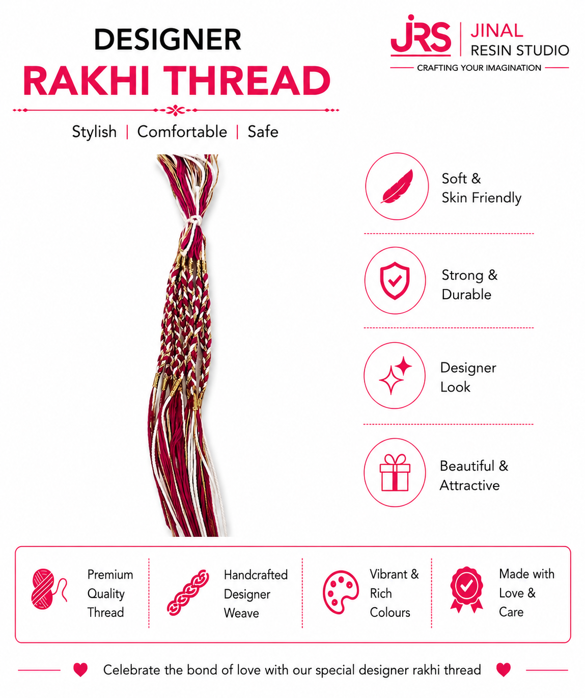 Designer Rakhi Thread 03 2pcs