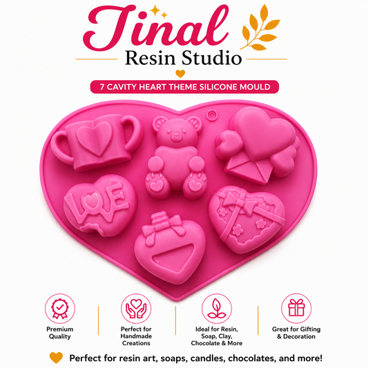 7 Cavity Heart Teddy DIY mould