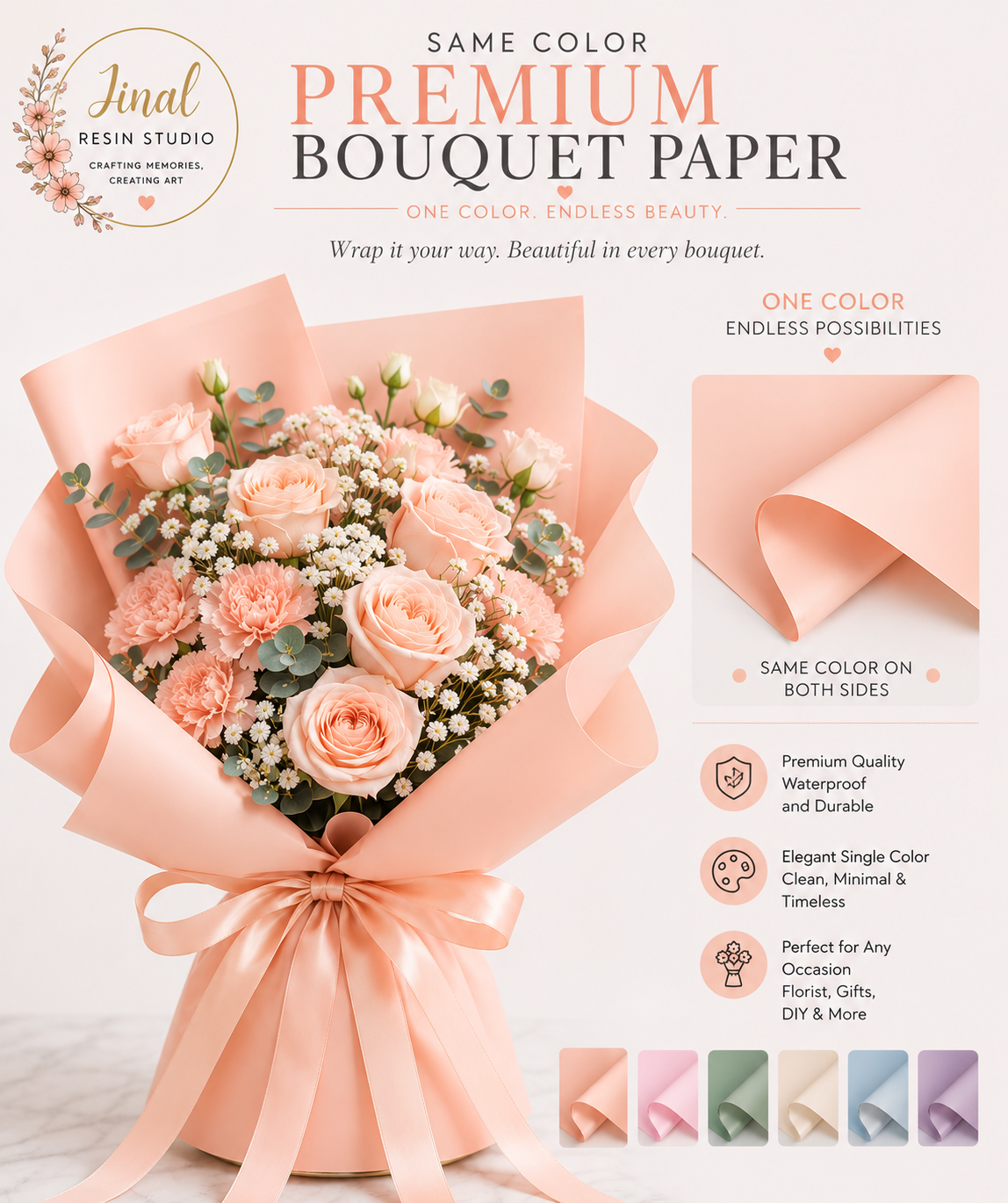 Shiny Border Wrapping Bouquet Paper